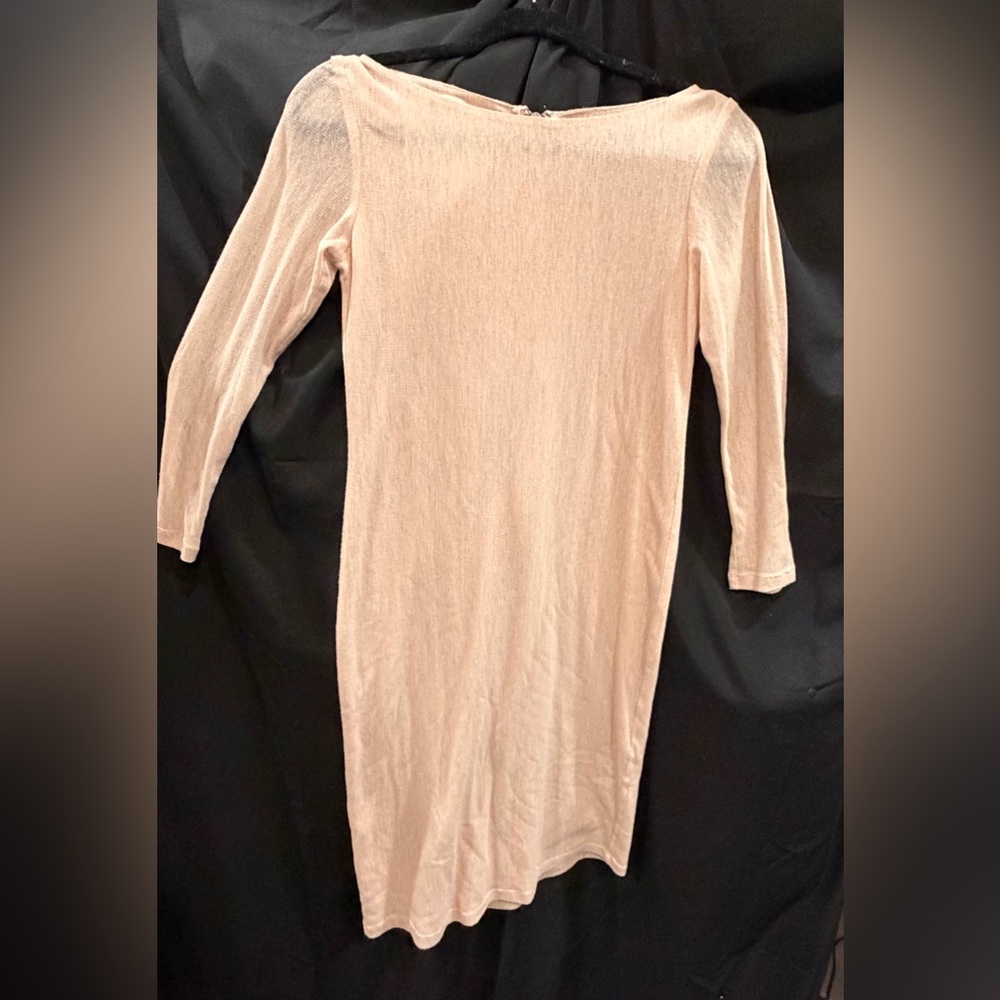 Alice + Olivia Cream Long Sleeve Sheer Dress